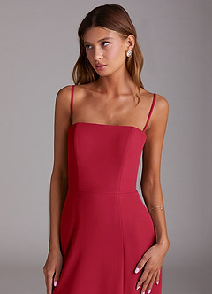 Azazie Wren 신부 들러리 드레스 A라인 스트랩리스 쉬폰 티 길이 드레스 image6