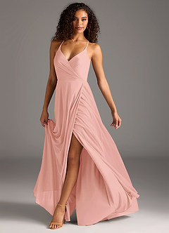 Azazie Davis Bridesmaid Dresses Rosette A-Line Pleated Mesh Dress image8