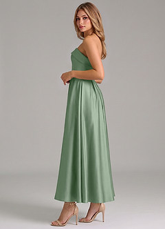 Azazie Lucienne Suknie dla druhen Linia A Pofałdowany Satyna elastyczna Długość kostki Sukienka image3