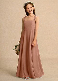 Azazie Tater Junior Formal Flower Girl Dresses Bronzer A-Line Pleated Chiffon Dress image1