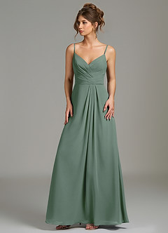 Azazie Sherah Bridesmaid Dresses Eucalyptus A-Line Pleated Chiffon Dress image3