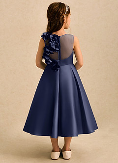 Azazie Kay Flower Girl Dresses Stormy A-Line Pleated Matte Satin Dress image2