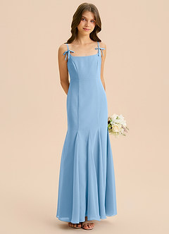 Azazie Evey Junior Powder Blue Mermaid Pleated Chiffon Dress image4