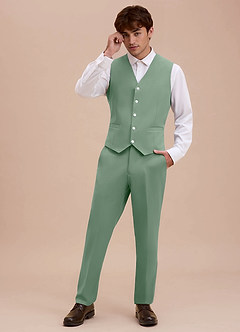 front Ethan Matcha Refined Weave Performance Suit Vest