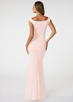 Azazie Nicolina Robes de demoiselle d'honneur Robe Sirène en Crêpe Élastique Col Carré Rose Pâle image2