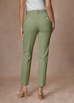 front Whitney Pistachio Structured Stretch Full Length Dress Pants