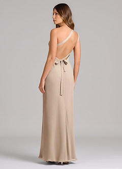 Azazie Monroe 신부 들러리 드레스 쉬스 한쪽 어깨 쉬폰 바닥 길이 드레스 image2