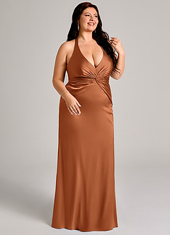 Azazie Valerie 신부 들러리 드레스 인어 주름진 스트레치 새틴 바닥 길이 드레스 image10