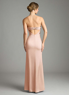 Azazie Leonis Bridesmaid Dresses Rose Gold Mermaid Pleated Stretch Satin Convertible Dress image2