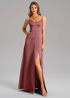 Azazie Talina Bridesmaid Dresses Amethyst A-Line Stretch Satin Dress image3