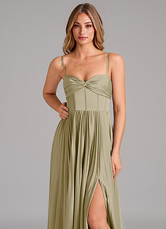 Azazie Tyla Bridesmaid Dresses Moss Green A-Line Sweetheart Neckline Stretch Satin Dress image8