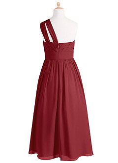 Azazie Molly Junior Abito A-Line in Chiffon Plissettato Melograno image8