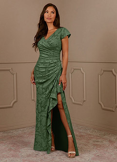 Azazie Roya Mother of the Bride Mekot Mrenneito Ruched Floral Burnout Lattian pituus Pukeutua image1