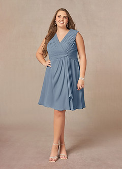 Azazie Theron Mother of the Bride Dresses Twilight A-Line V-Neck Pleated Chiffon Dress image6