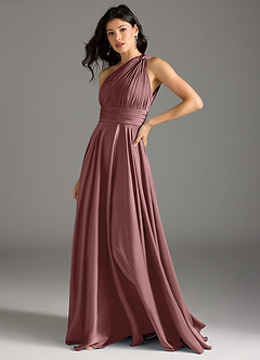 Azazie Charlize Bridesmaid Dresses Vintage Mauve A-Line One Shoulder Stretch Satin Dress image4