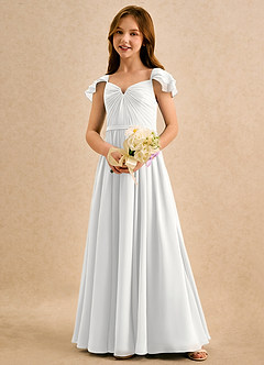 Azazie Meimei Girls Formal Flower Girl Dresses White A-Line Pleated Chiffon Dress image1