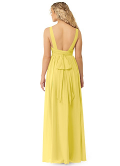 Azazie Kora Bridesmaid Dresses Canary A-Line Pleated Chiffon Dress image4