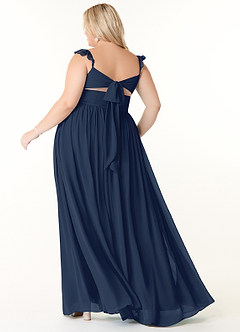 Azazie Metz Final Sale Dark Navy A-Line Sweetheart Ruched Chiffon Dress image8