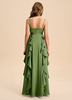 Azazie Peyton Junior Robe Trapèze en Satin extensible Plissée Genévrier image2