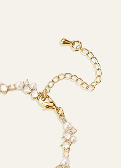 front Pulseira de Pérolas e Cristais em Formato de Videira
