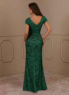 Azazie Roya Mother of the Bride Dresses Dark Green Mermaid Ruched Floral Burnout Dress image4