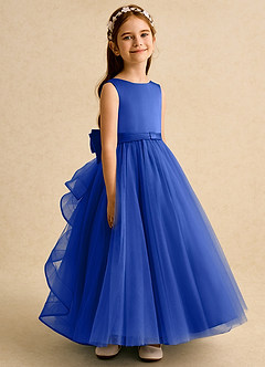 Azazie Lior Flower Girl Dresses Royal Blue Ball-Gown Pleated Tulle Dress image3