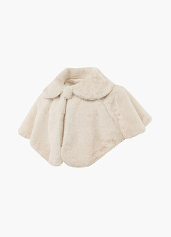 front Flower Girl Faux Fur Collared Cape