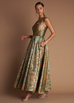 Vestido Verde Azulado Vintage Largo Ainslee image5