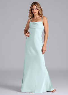Azazie Seema Bridesmaid Dresses Sea Glass Mermaid Corset Stretch Satin Dress image4