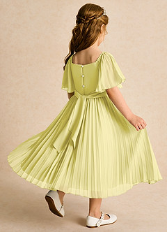 Azazie Gisele Flower Girl Dresses Lemon Sorbet A-Line Pleated Chiffon Dress image3