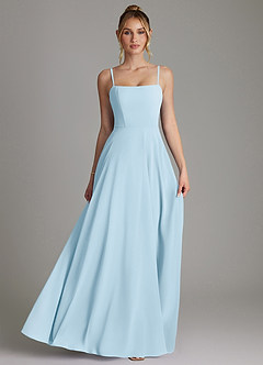 Azazie Elita Bridesmaid Dresses Sky Blue A-Line Pleated Chiffon Dress image4