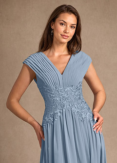 Azazie Hudson Mother of the Bride Dresses Dusty Blue A-Line Lace Dress image7
