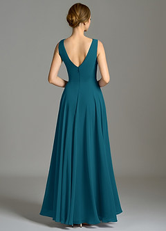 Azazie Wonderland Bridesmaid Dresses Ink Blue A-Line Pleated Chiffon Dress image2
