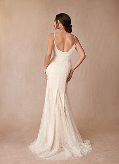 Azazie Eris Vestidos de novia Vestido de Blanco Diamante Alabastro Blanco de Cuentas de Corte Sirena con Cuello en V image8