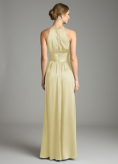 Azazie Bonnie Bridesmaid Dresses Lemon Sorbet A-Line Pleated Stretch Satin Dress image5