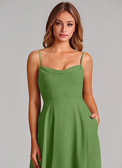 Azazie Elle Abiti da Damigella Abito A-Line in Chiffon Plissettato Basilico image6