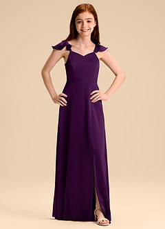 Azazie Everett Junior Klä av A-Line i Stretch Satin Rosett image7