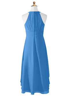 Azazie Linna Junior Jurk van Chiffon met A-Lijn Geplooid Blauwe Gaai image6