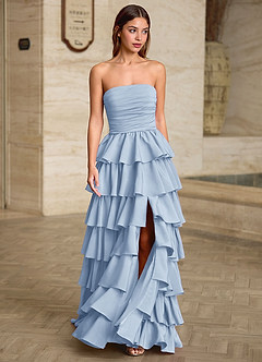 Lunafen Himmelsblå Volanger i satin med balklänning image3