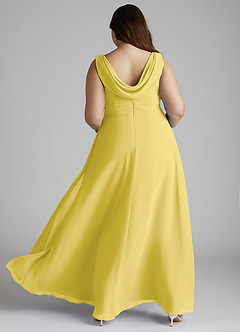 Azazie Karina Bridesmaid Dresses Canary A-Line Pleated Chiffon Dress image9