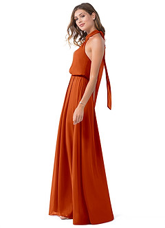 Azazie Landry Bridesmaid Dresses Paprika A-Line Pleated Mesh Dress image3