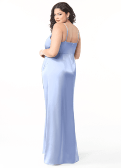 Azazie Maci Bridesmaid Dresses Ice A-Line V-Neck Pleated Stretch Satin Dress image3