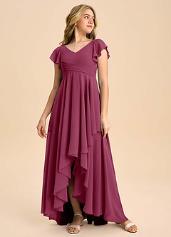 Azazie Caria Junior Mulberry A-Line Pleated Chiffon Dress image3
