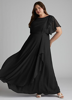 Azazie Aaliyah Modest Bridesmaid Dresses A-Line Scoop Pleated Chiffon Floor-Length Dress image8