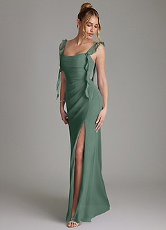 Azazie Jessamine Bridesmaid Dresses Sea Moss Mermaid Corset Chiffon Dress image6