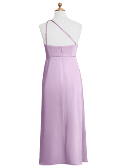Azazie Mika Junior Robe Trapèze en Satin extensible Plissée Frostiges Flieder image3