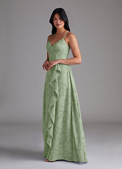 Azazie Naeem Bridesmaid Dresses Dusty Sage A-Line Floral Burnout Dress image2