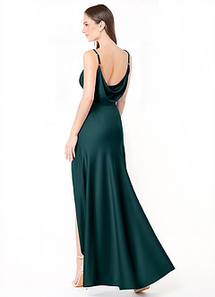 Azazie Alaija Bridesmaid Dresses Pine Mermaid Side Slit Stretch Satin Dress image1