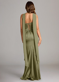 Azazie Sorrel Robes de demoiselle d'honneur Robe Sirène Convertible en Satin extensible Sans bretelle Pistache image2