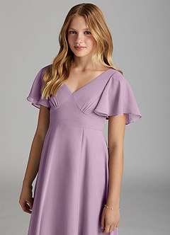 Azazie Kimber Junior Wisteria A-Line Pleated Chiffon Dress image6